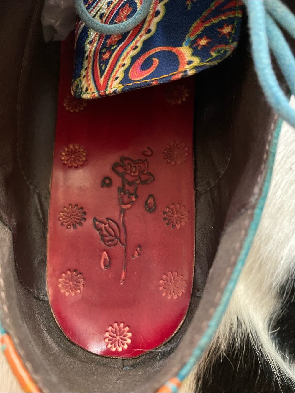 Paisley Leather Brogue Oxfords - Boho Artisan Wingtip - Women's Sz 11 US 42 EU - Picture 12 of 15